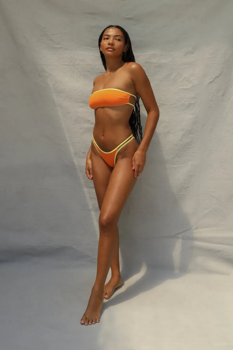Bind Slide Bandeau Top - Tangerine/Lemon Fizz