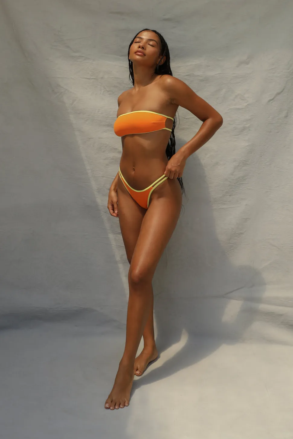 Bind Slide Bandeau Top - Tangerine/Lemon Fizz