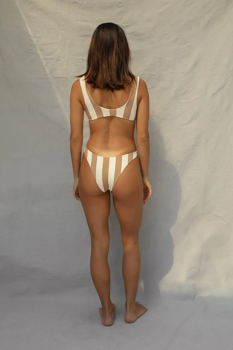 High Hip Bikini Bottom - Natural Cabana Stripe