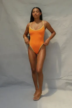 High Hip One Piece Swimsuit - Tangerine Fizz